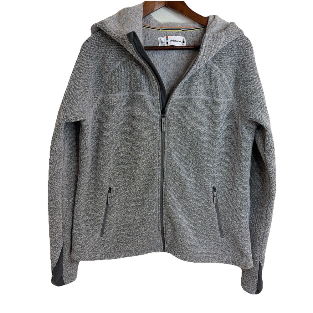 Smartwool Hudson Trail Full Zip Fleece Sweater Women's Large Gray Hoodie